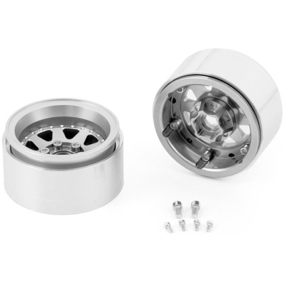 1.9'' Hliníkové beadlock disky offset -10 mm pro 1/10 crawler/expedice stříbrné - 2 ks