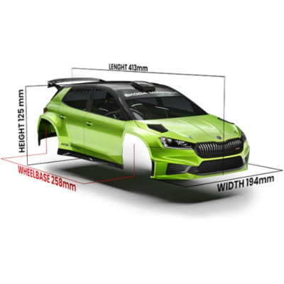 Karoserie čirá ŠKODA Fabia RS Rally2 1/10 rally 190mm, tvrdá 1,2 mm