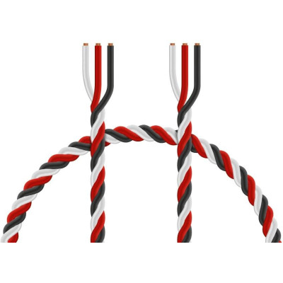 Kabel třížilový silikonový kroucený tlustý FU 0.5mm2 s 1x bílý kabel