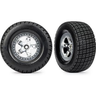 Traxxas kerék 2.2/3.0", SCT félig matt krómozott tárcsa, Hoosier gumik (2) (2WD hátul, 4WD)