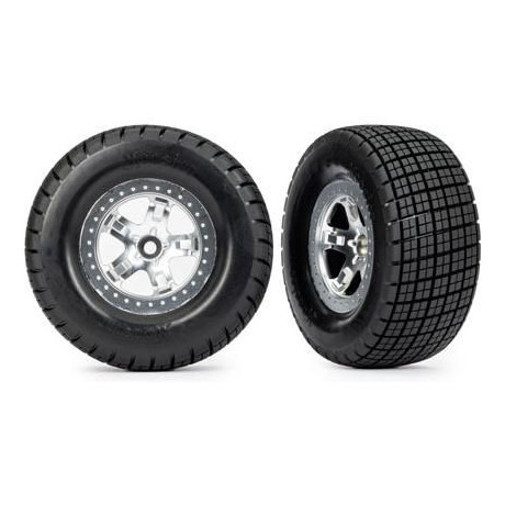 Traxxas kerék 2.2/3.0", SCT félig matt krómozott tárcsa, Hoosier gumik (2) (2WD hátul, 4WD)
