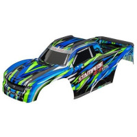 Pótalkatrész RC modellautókhoz Traxxas Stampede 4x4 1:10 VXL: karosszéria zöld. Festve, matricázva, összeszerelve, első és hátsó karosszériatartókkal és hátsó karosszériatartóval a klipsz nélküli rögzítéshez. Tengelytáv 295mm.