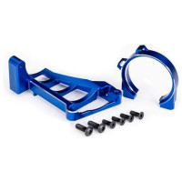 Traxxas kék alumínium motortartó (Velineon 540XL #3461) - 6061-T6 szilárdságú alumínium, színes eloxálással az egyedi megjelenésért. Tartalmaz 3x10mm CCS (4)/ 4x12mm BCS (2) csavarokat. Tuning alkatrész a Traxxas Maxxhez.