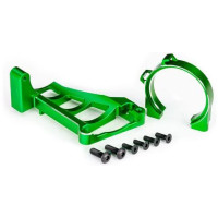 Traxxas alumínium motortartó zöld (Velineon 540XL #3461-hez) - 6061-T6 szilárdságú alumínium, színes eloxálással az egyedi megjelenésért. Tartalmaz 3x10mm CCS (4)/ 4x12mm BCS (2) csavarokat. Tuning alkatrész a Traxxas Maxxhez.