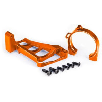 Traxxas alumínium motortartó narancssárga (Velineon 540XL #3461-hez) - 6061-T6 szilárdságú alumínium, színes eloxálással az egyedi megjelenésért. Tartalmaz 3x10mm CCS (4)/ 4x12mm BCS (2) csavarokat. Tuning alkatrész a Traxxas Maxxhez.