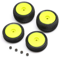 Pótalkatrész Losi Micro-B RC modellautóhoz: kerekek sárga keréktárcsával (4 db).