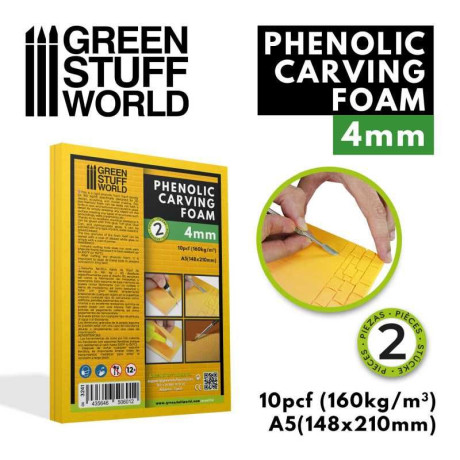 Phenolic Carving Foam 4mm - A5 size 10pc / Fenolová rezbárska pena 4mm - veľkosť A5 10ks