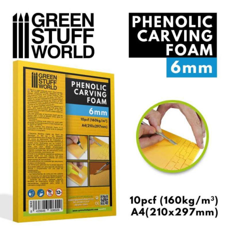 Phenolic Carving Foam 6mm - A4 size 10pc / Fenolová rezbárska pena 6mm - veľkosť A4 10ks
