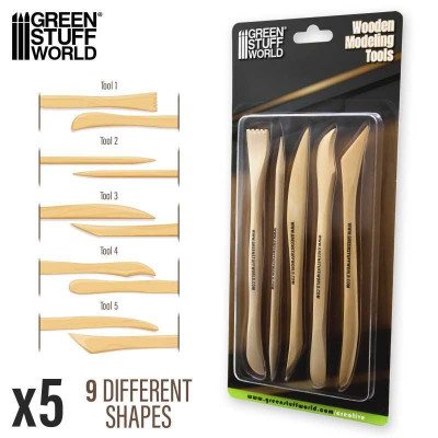 Wooden Modeling Tools 5pc / Drevené modelárske nástroje 5ks