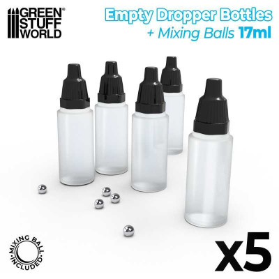 Empty Dropper Bottles 17ml with Mixing Balls 5pc /  Prázdne fľaše s kvapkadlom 17ml