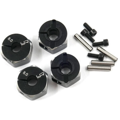 Hliníkové HEX unašeče kola 12x8mm, 4ks, černý