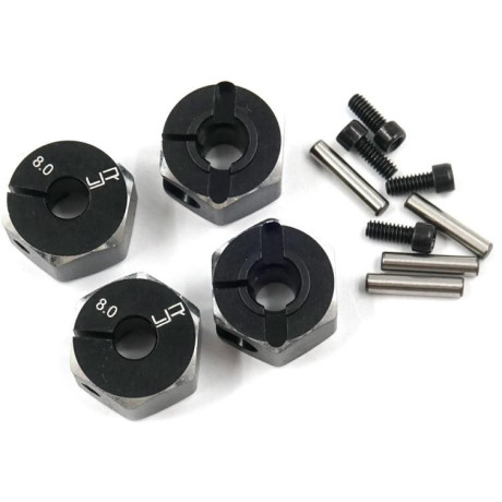 Hliníkové HEX unašeče kola 12x8mm, 4ks, černý