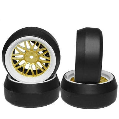Spec D LS Wheel Offset +6 White Gold w/Tire 4ks pro 1/10 Drift