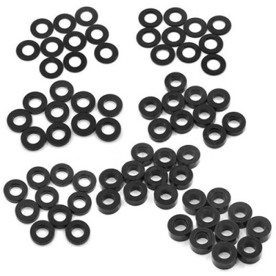 Hliníkové podložky M3 Sada 0.25/0.5/1/1.5/2/2.5/3mm (od každého 10 kusů) - černé