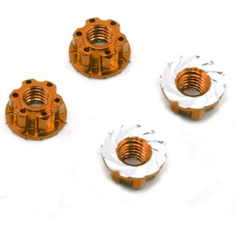 Hliníkové matice kol Lock Nut 4ks - Oranžové