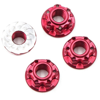 Hliníkové matice kol Lock Nut 4ks - Červené