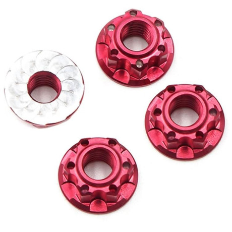 Hliníkové matice kol Lock Nut 4ks - Červené