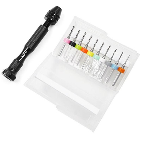 Vrtáčky sada 1.1-2.0mm s dříkem 3,17mm + Ruční hliníková vrtačka