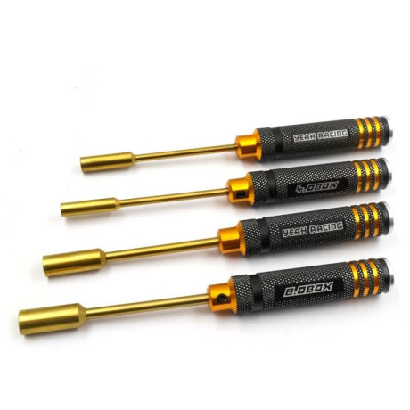 Sada hliníkových nástrčných šroubováků (4/5.5/7/8mm tvrzená HD ocel) Černo/zlaté