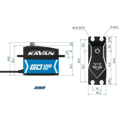 GO-1266MGW digitální servo (0.10s/60°, 60kg.cm)