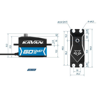 GO-12S57MG digitální servo (0.070s/60°, 20kg.cm)
