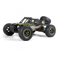 1:12 méretarányú Desert Buggy modell 4x4 összkerékhajtással, 390 W-os váltóáramú motorral, beleértve a lökhárítót és a lökhárítót. 2,4 GHz-es RC kormánykerék készlet és meghajtó akkumulátor. Vízálló vezérlő/vevőegység.