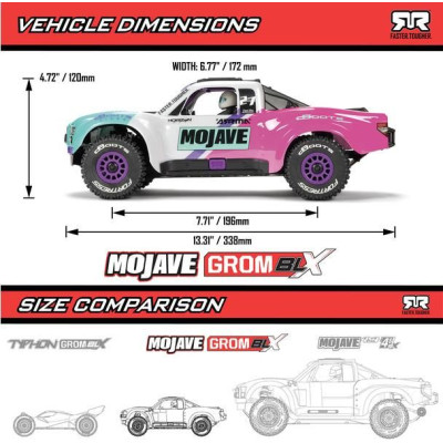 Arrma Mojave Grom 223S BLX 1:18 4WD Smart RTR bílá