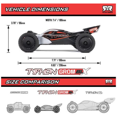 Arrma Typhon Grom 223S BLX 1:18 4WD RTR Basic stříbrná