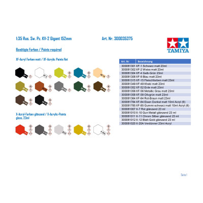 Tamiya 35375 KV-2 GIGANT Russian Heavy Tank 1:35