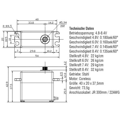 H-Speed servo HSX812 32kg.cm 0.135s/60° 25T
