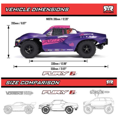 Arrma Fury 223S BLX 2WD 1:10 RTR DSC modrá
