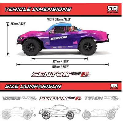 Arrma Senton 223S BLX 4WD 1:10 RTR DSC žlutá