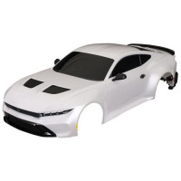 Pótalkatrész Traxxas 4-Tec Drift Ford Mustang RC autó modellekhez: fehér színű karosszéria, tartalmazza az oldalsó tükröket, spoilert, hűtőrácsot, légbeömlőket, klipszek nélkül.