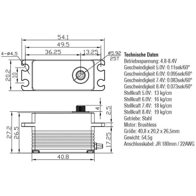 H-Speed servo HSX101 19kg.cm 0.073s/60° 25T