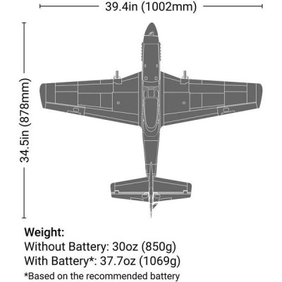 E-flite P-51D Mustang 1.0m AS3X+ SAFE Select BNF Basic