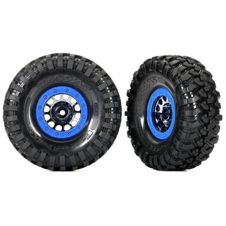 Traxxas kolo 1.9", disk Method 105 Beadlock černý chrom, beadlock modrý, pneu Canyon Trail (pár)