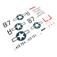 Az E-flite P-51D 1.0m repülőgép távirányítású modelljének alkatrésze: matricák.