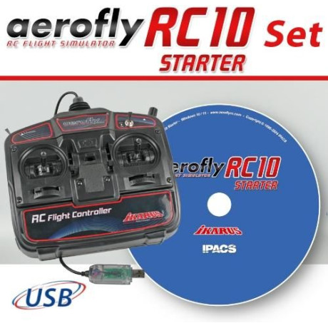 Aerofly RC10 STARTER na DVD s USB ovladačem pro Win 10/11
