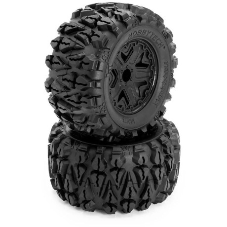 TERRAMAX 140/73mm nalepené gumy, černé disky s 12mm šestihranem, 2 ks.