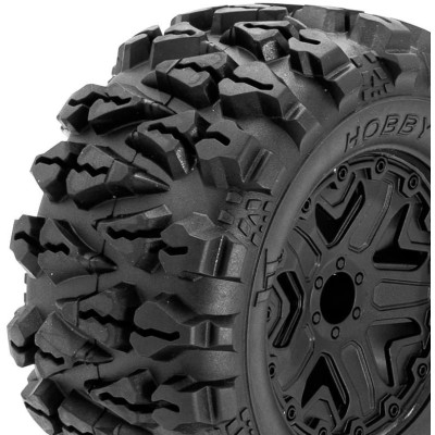 TERRAMAX 140/73mm nalepené gumy, černé disky s 12mm šestihranem, 2 ks.