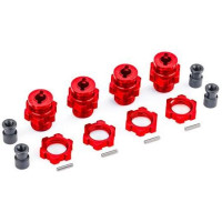 Traxxas kerékagy 17mm hornyolt alumínium piros (4) (#9080 - Extreme Heavy Duty készlethez) - tartozékkal. 4x kerékanya, 4x agybetét, 4x csapszeg.