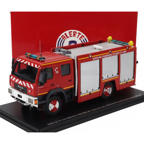 ALERTE MAN LE 14.220 TANKER TRUCK DOUBLE CABINE BEMAEX FSR SDIS 28 SAPEURS POMPIERS D'EURE ET LOIR 2004 - RED GREY 1/43