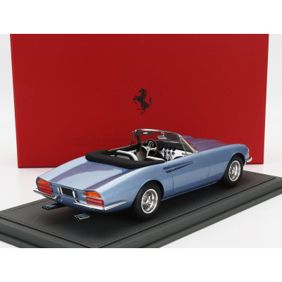 BBR MODELS FERRARI 365 CALIFORNIA s/n08347 SPIDER CABRIOLET GENEVE MOTORSHOW 1966- CON VETRINA - WITH SHOWCASE - LIGHT BLUE MET