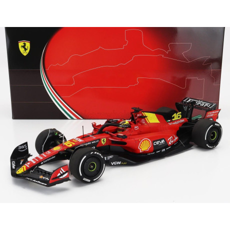 BBR MODELS FERRARI F1  SF-23 TEAM SCUDERIA FERRARI N 16 4th MONZA ITALY GP 2023 CHARLES LECLERC - RED BLACK YELLOW 1/18