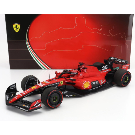 BBR MODELS FERRARI F1  SF-23 TEAM SCUDERIA FERRARI N 16 3rd BELGIUM GP 2023 CHARLES LECLERC - RED BLACK 1/18