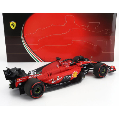 BBR MODELS FERRARI F1  SF-23 TEAM SCUDERIA FERRARI N 16 3rd BELGIUM GP 2023 CHARLES LECLERC - RED BLACK 1/18