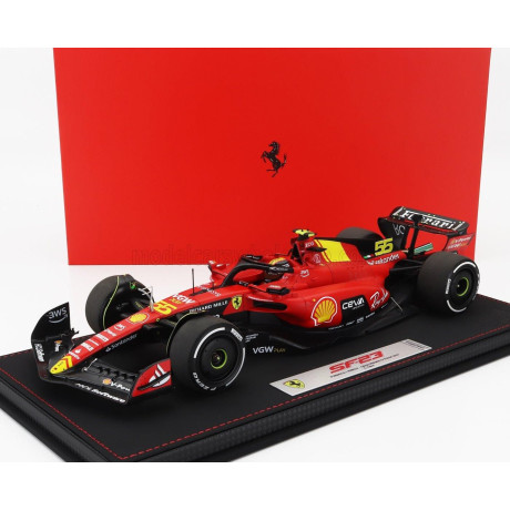 BBR MODELS FERRARI F1  SF-23 TEAM SCUDERIA FERRARI N 55 POLE POSITION 3rd MONZA ITALY GP 2023 CARLOS SAINZ - CON VETRINA - WITH