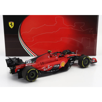BBR MODELS FERRARI F1  SF-23 TEAM SCUDERIA FERRARI N 55 BELGIUM GP 2023 CARLOS SAINZ - RED BLACK 1/18