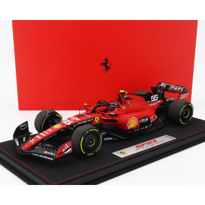 BBR MODELS FERRARI F1  SF-23 TEAM SCUDERIA FERRARI N 55 BELGIUM SPA GP 2023 CARLOS SAINZ - CON VETRINA - WITH SHOWCASE - RED BLA