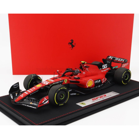 BBR MODELS FERRARI F1  SF-23 TEAM SCUDERIA FERRARI N 55 BELGIUM SPA GP 2023 CARLOS SAINZ - CON VETRINA - WITH SHOWCASE - RED BLA